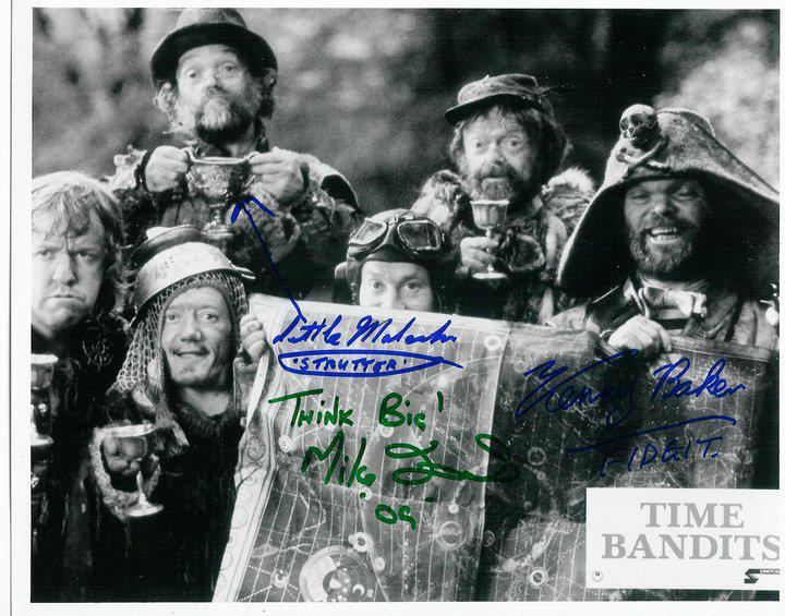 Jack Purvis and cast members on the set of Time Bandits